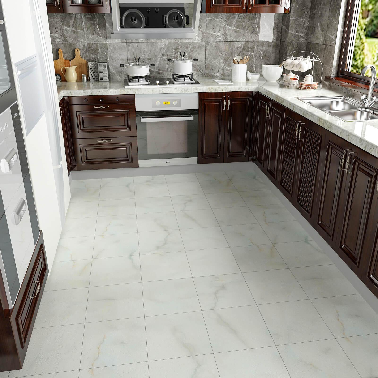    grey-white-oil-proof-marble-tiles-for-kitchen-floor