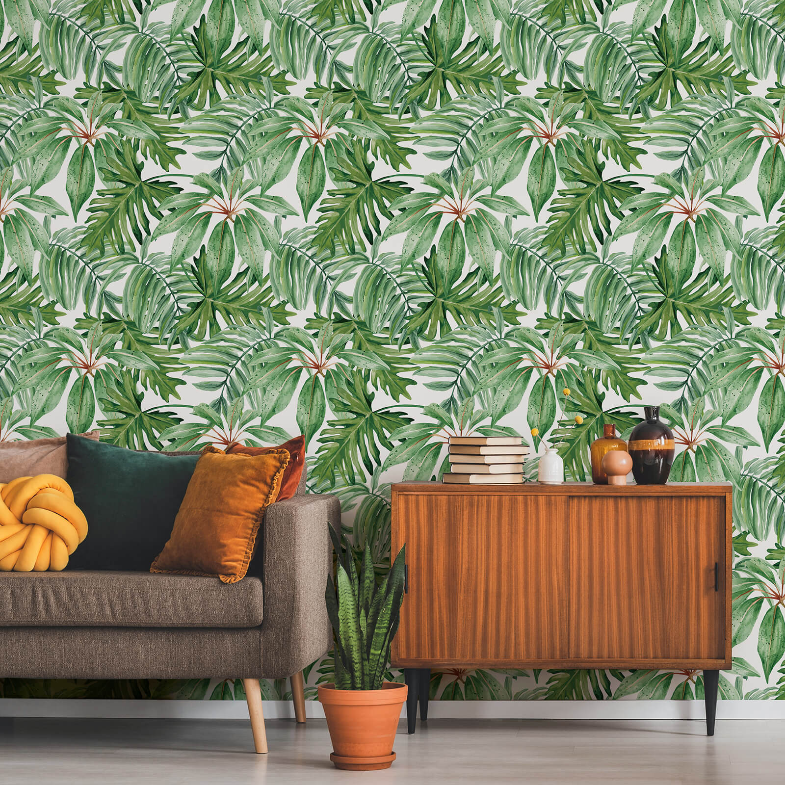 large-size-green-floral-wallpaper-for-living-room