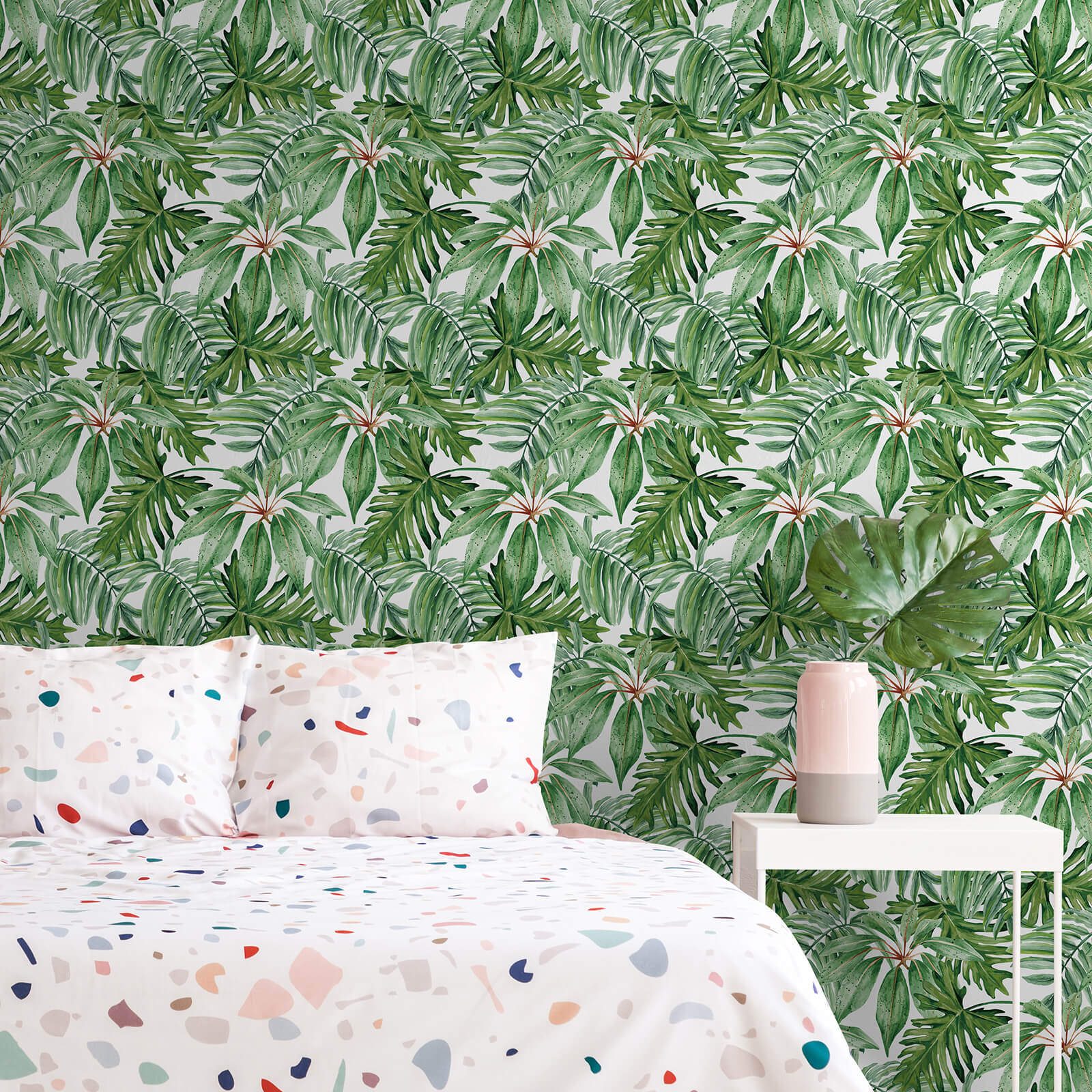 leaf-paper-stick-on-bedroom-accent-wall