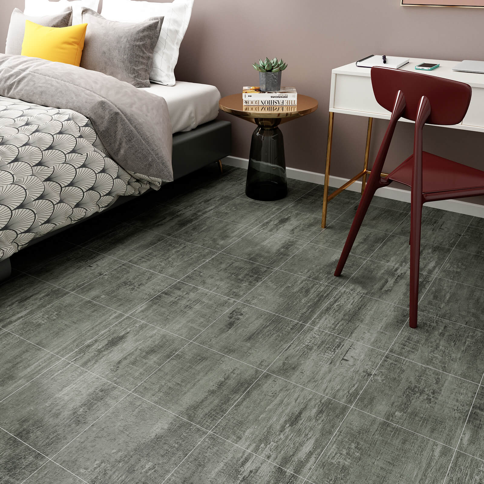    peel-and-stick-distressed-grey-concrete-floor-tile-for-bedroom