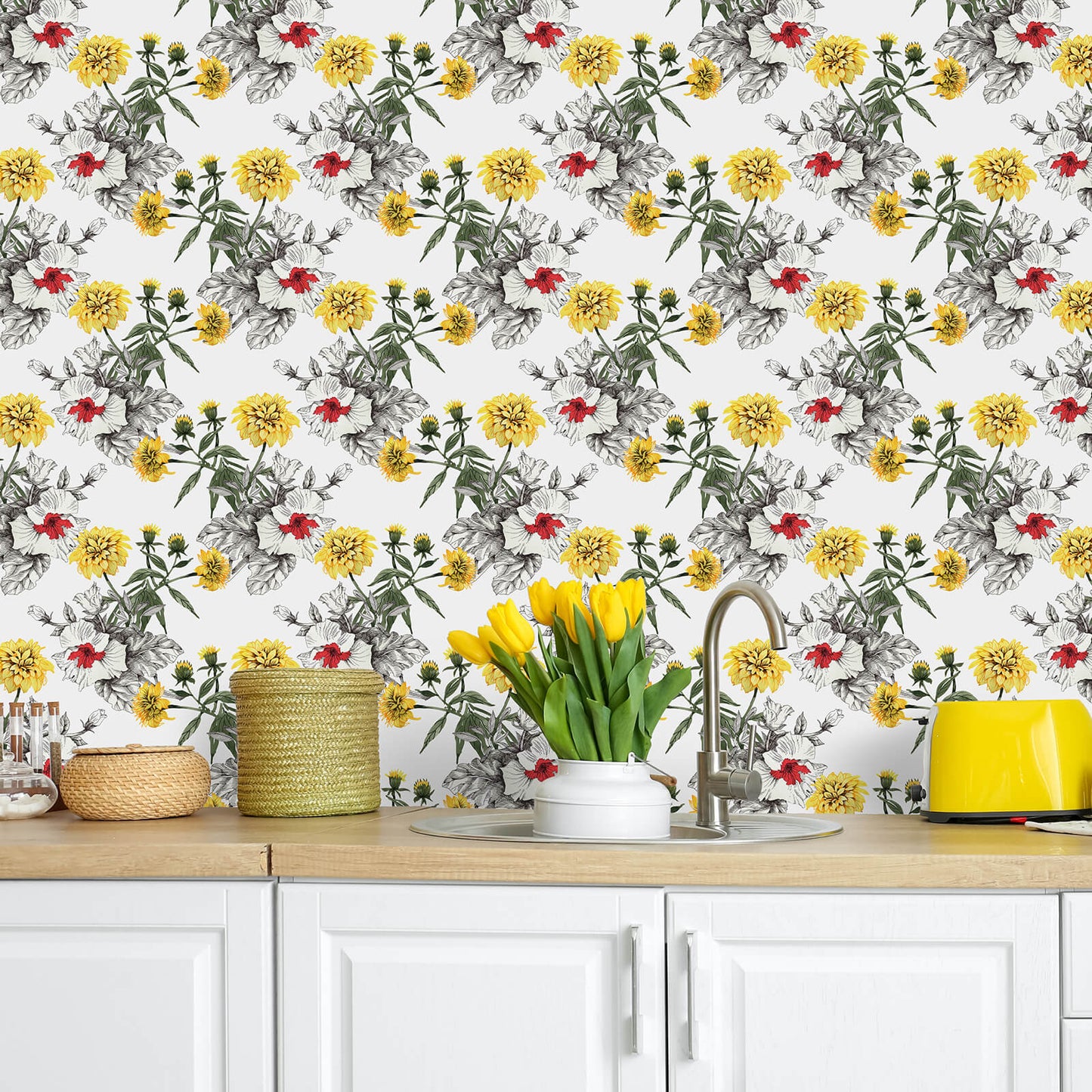peel-and-stick-yellow-daisy-in-white-wall-covering