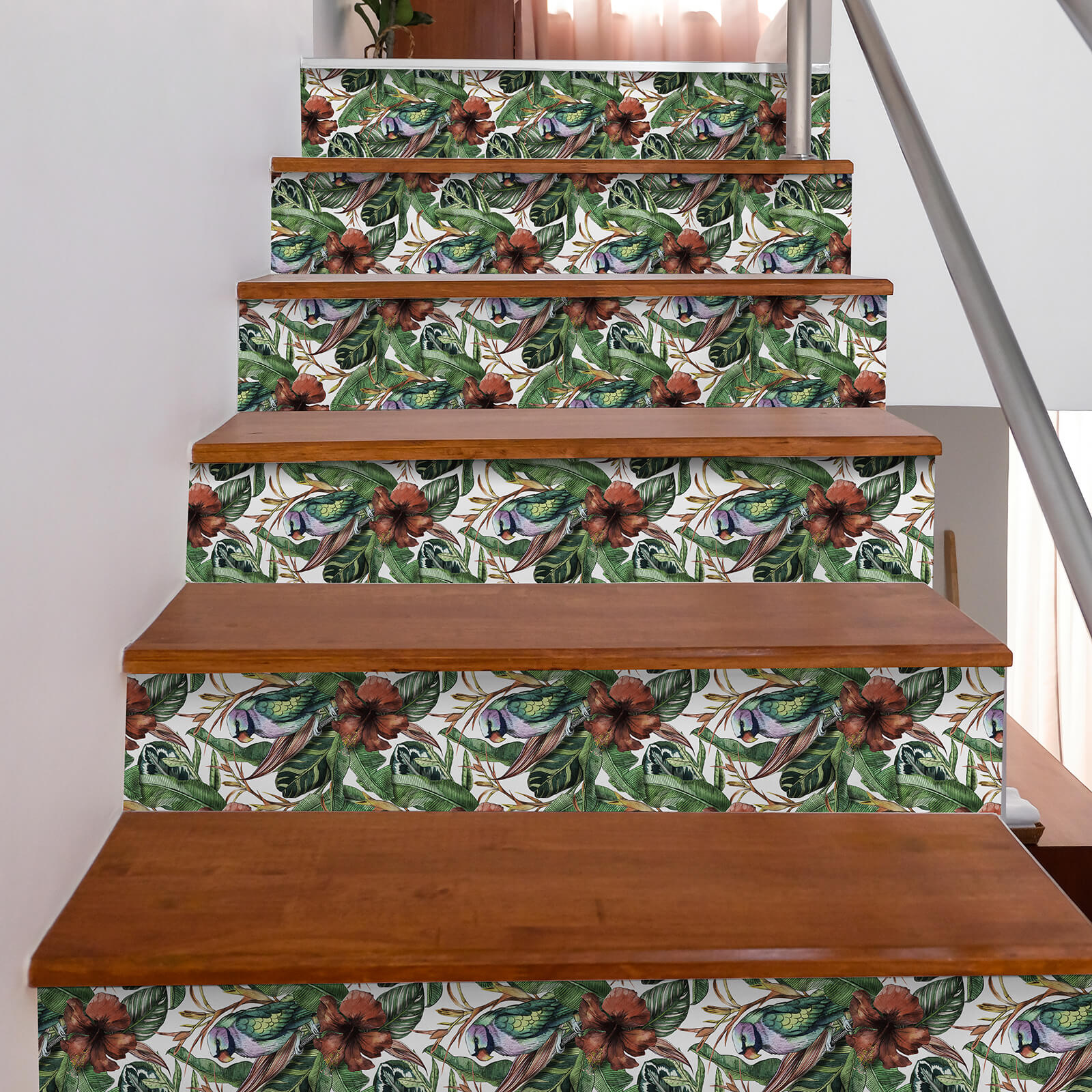    removable-floral-vinyl-sticker-for-stair-decor