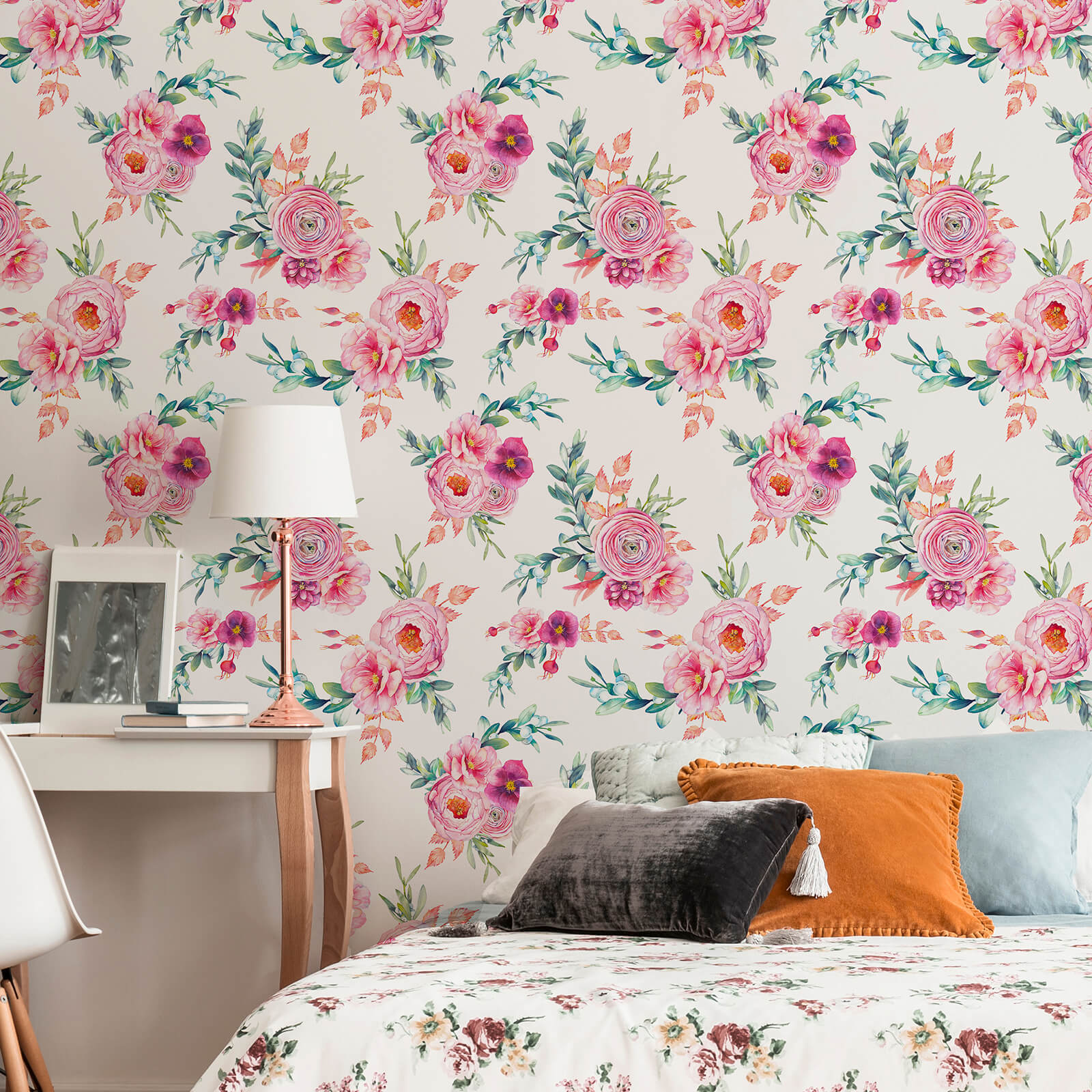     self-adhesive-bedroom-floral-wall-paper