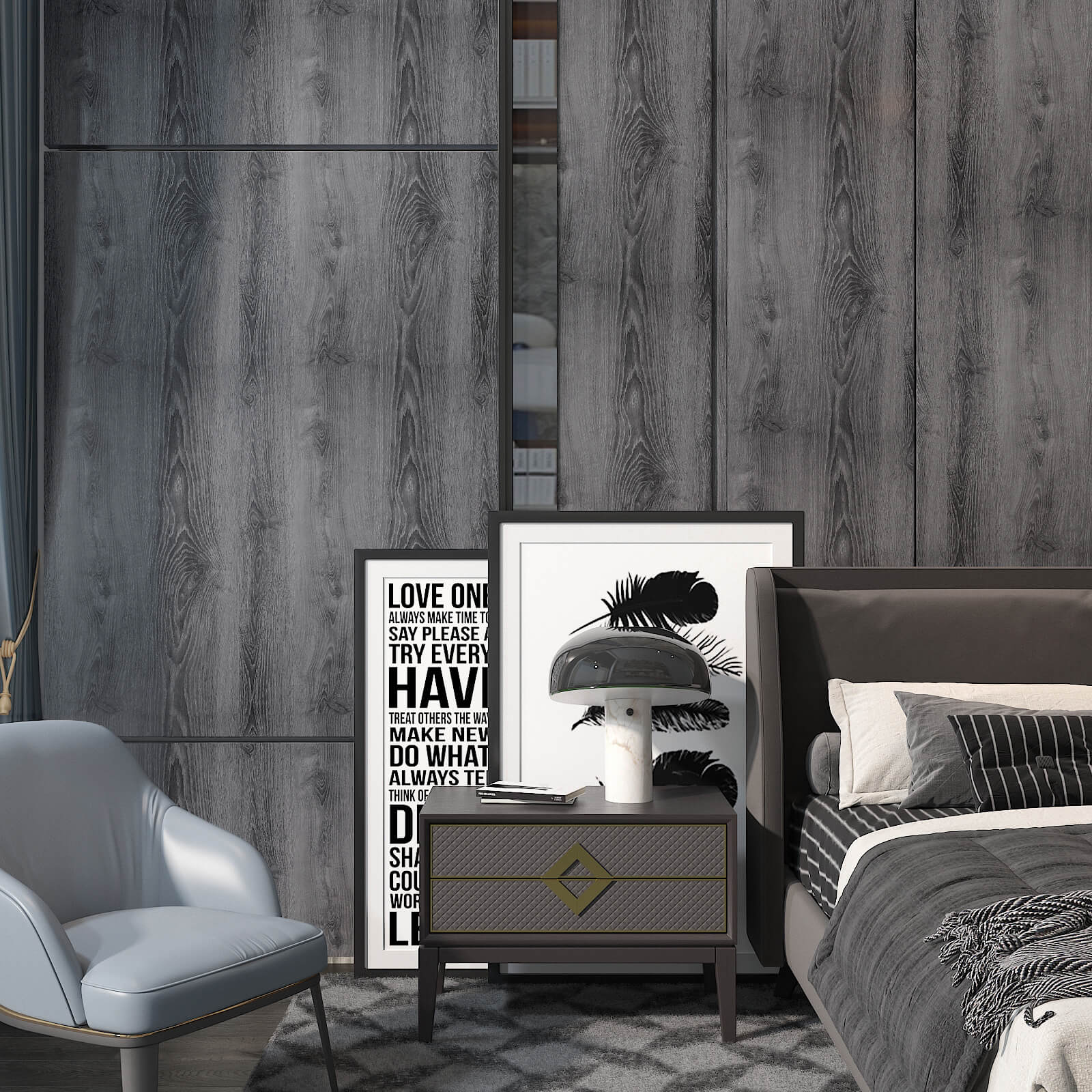    self-adhesive-dark-wood-paper-for-bedroom-accent-walls