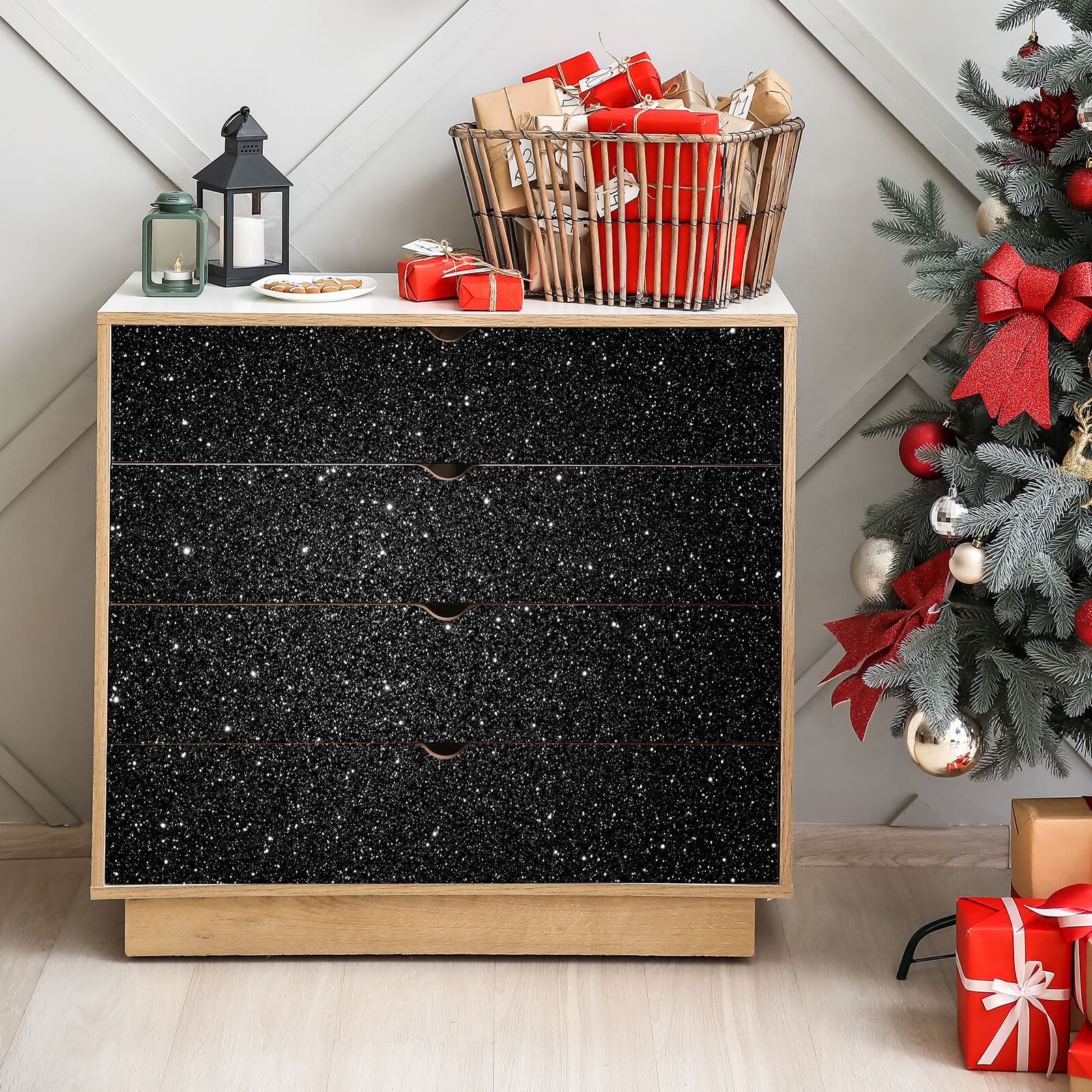 sparkle-black-fabric-for-cabinets-Christmas-decor