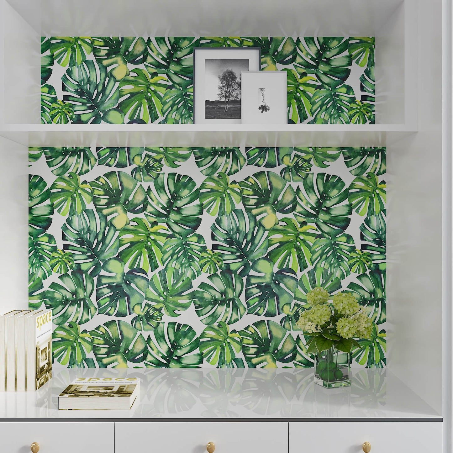 tropical-plant-leaves-wallpaper-for-shelf-lining