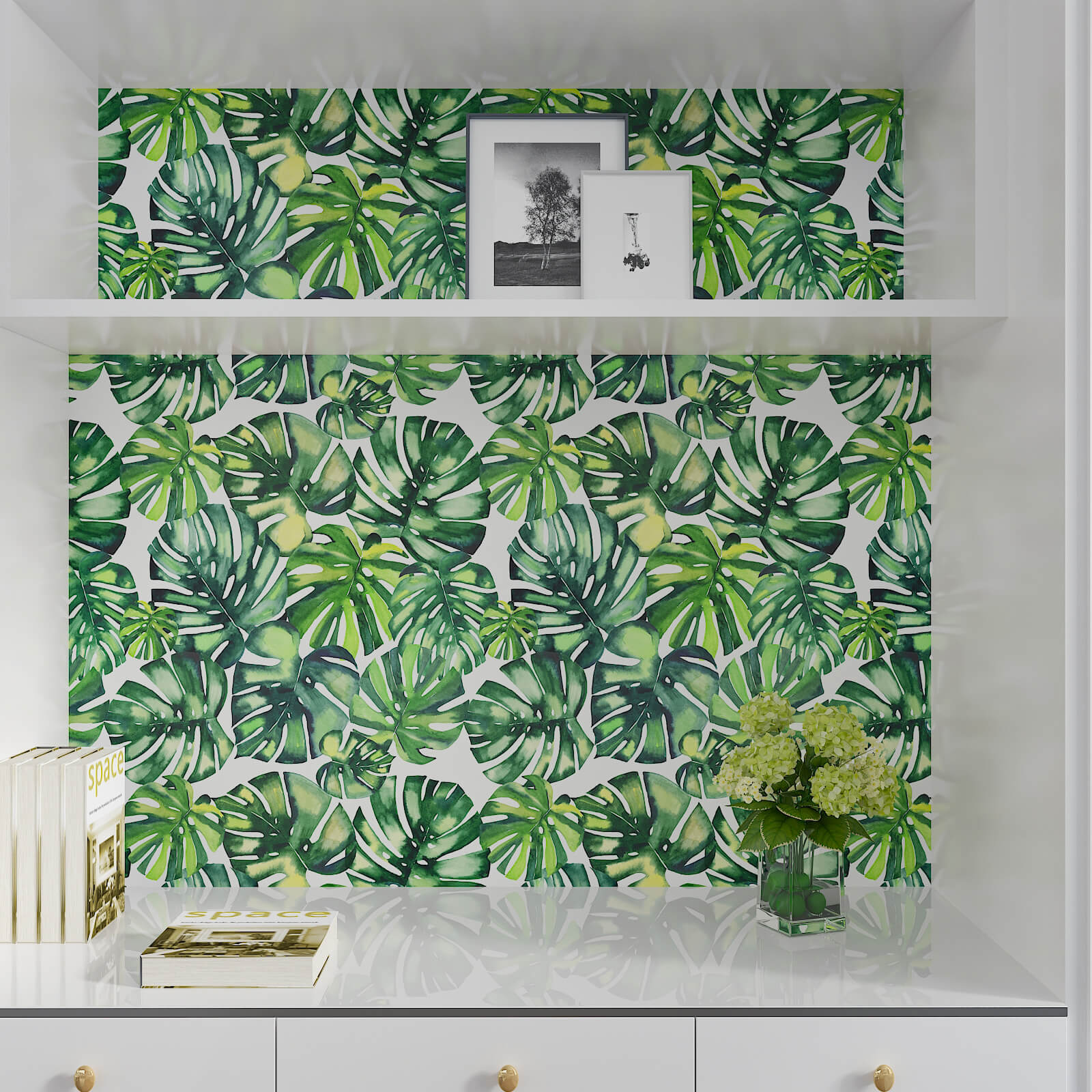 tropical-plant-leaves-wallpaper-for-shelf-lining