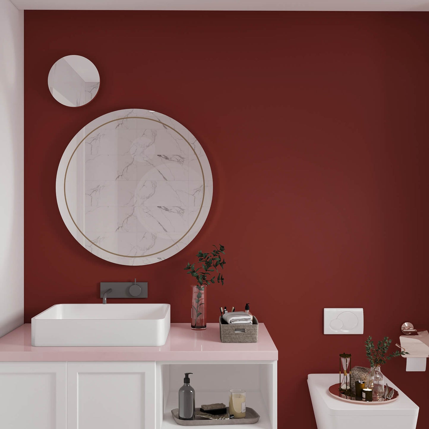    waterproof-adhesive-wallpaper-dark-red-for-bathroom-walls