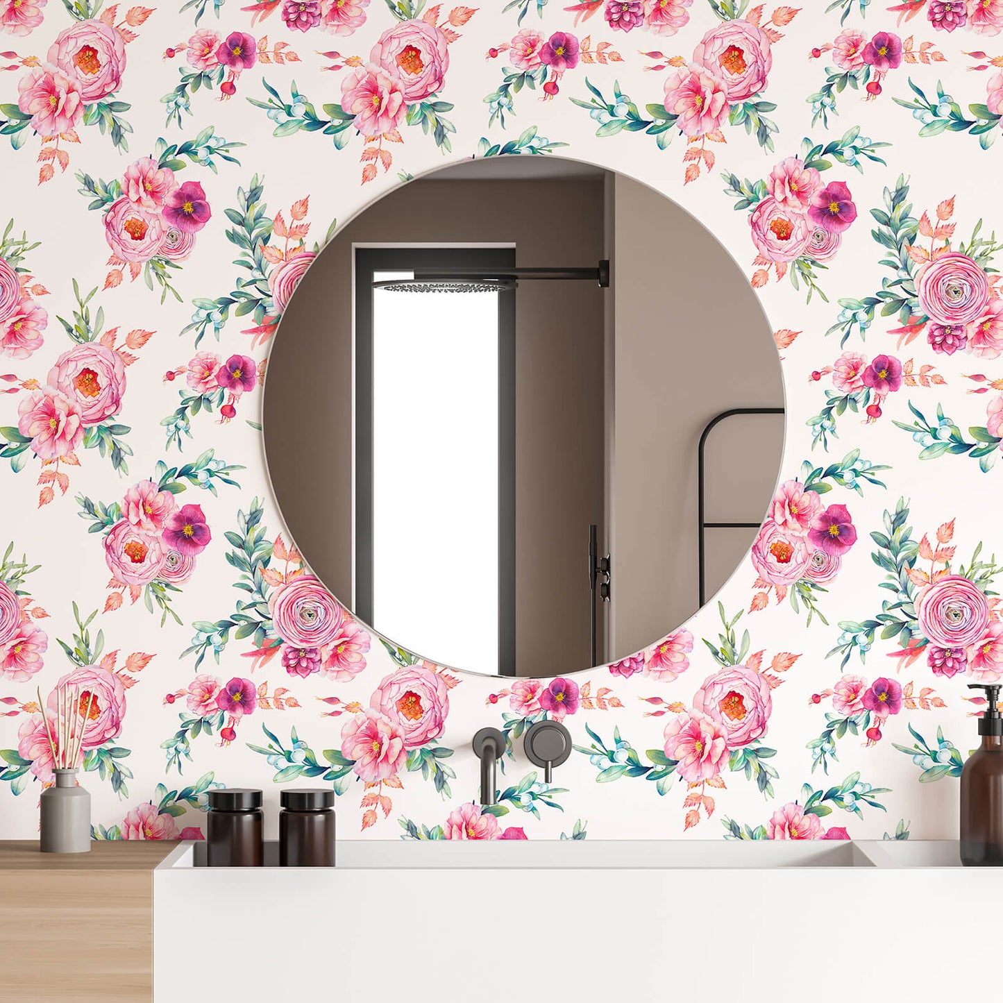 waterproof-peel-and-stick-floral-mural-for-bathroom-walls
