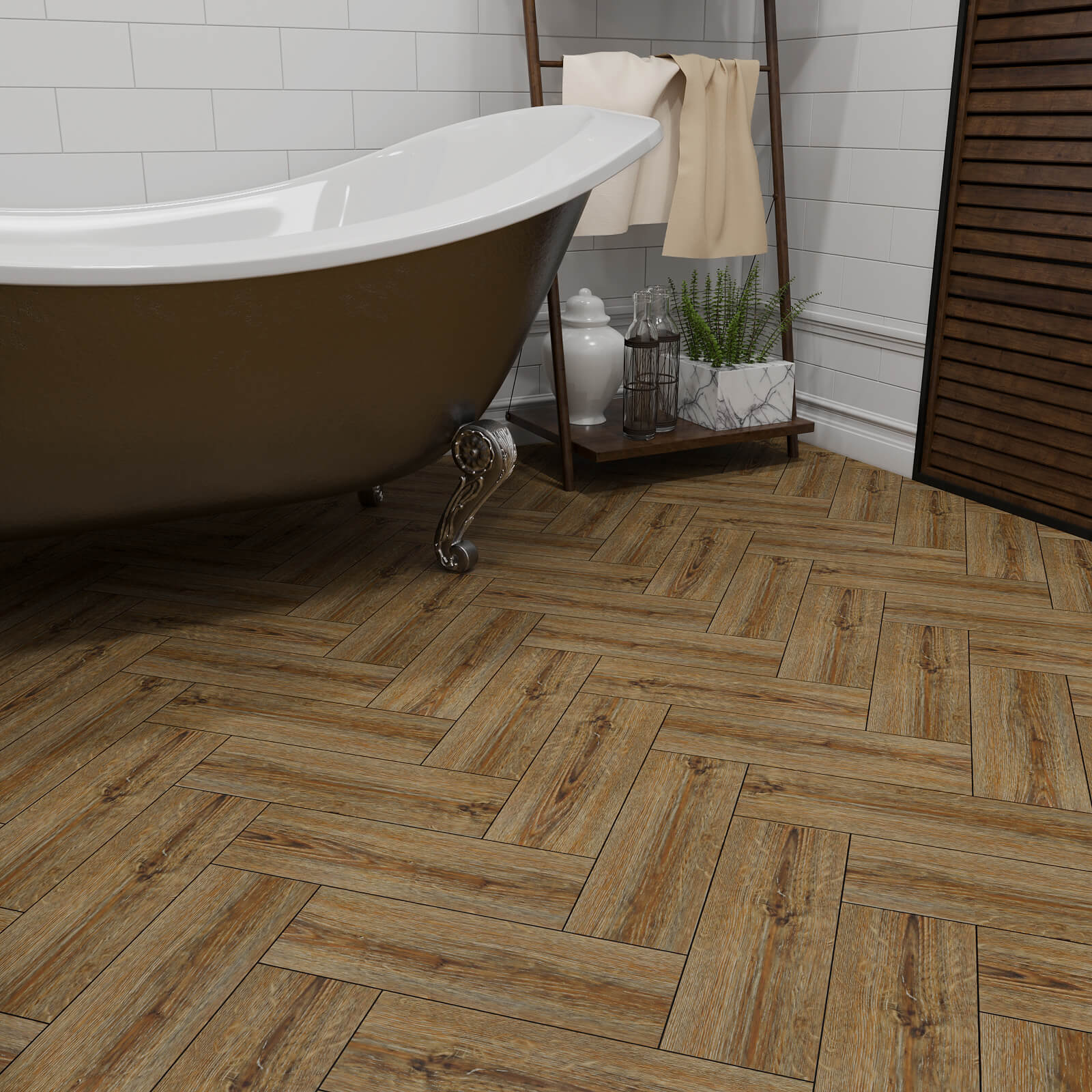    waterproof-vinyl-flooring-with-dark-brown-wood-visual-for-bathroom