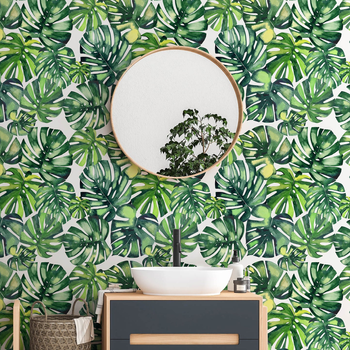     waterproof-wallpaper-for-bathroom-green