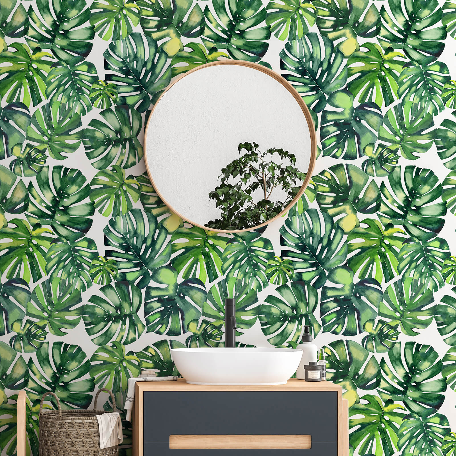     waterproof-wallpaper-for-bathroom-green