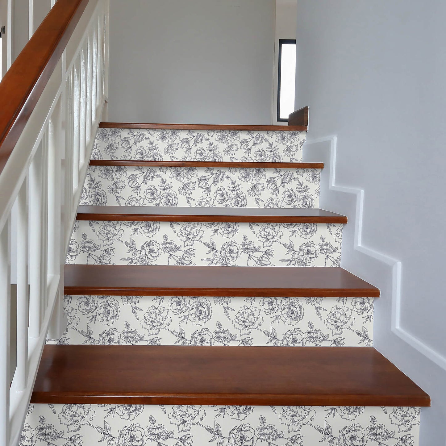 white-peony-floral-contact-paper-for-stairs-decor-diy-friendly